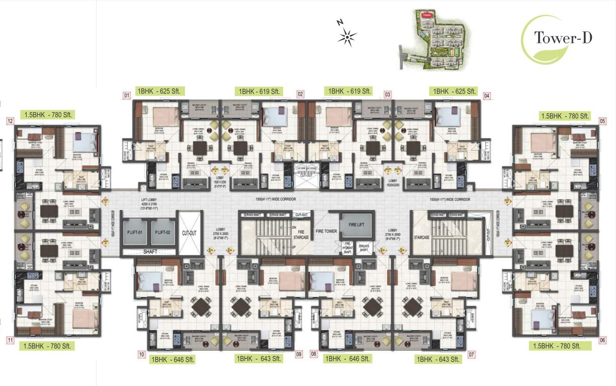  highland greenz Block D Typical Cluster Plan