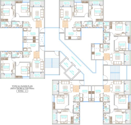 Wing C Cluster Plan from 3rd to 7th And 9th To 11th Floor milestone Wing C Cluster Plan from 3rd to 7th And 9th To 11th Floor