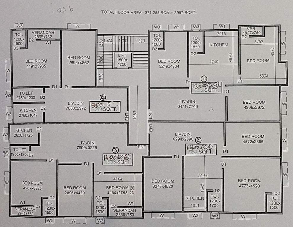  hn nag residency HN Nag Residency Cluster Plan For Typical Floor