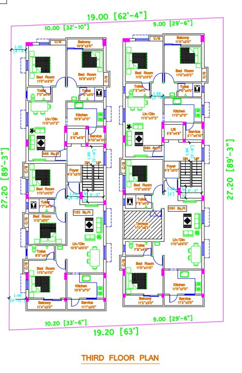  lotus apartment Block A And B Cluster Plan For 3rd Floor