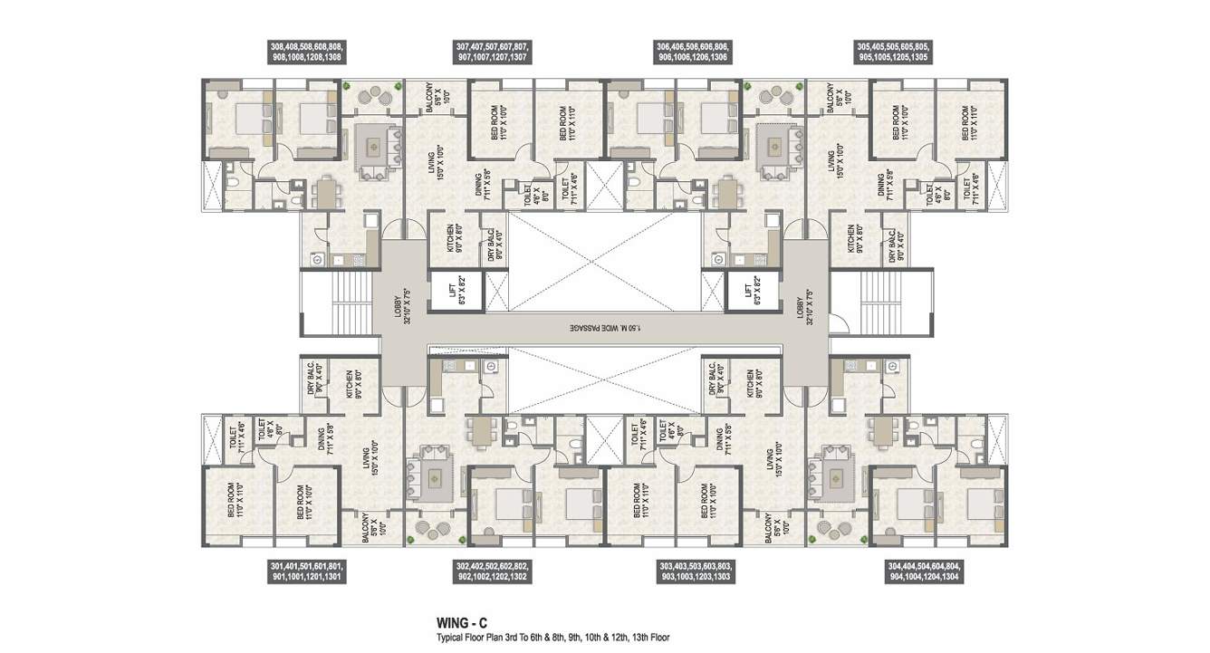  4 taljai hills phase 3 4 Taljai Hills Phase 3 Cluster Plan For 3rd to 6th, 8th, 9th, 10th, 12th & 13th Floor