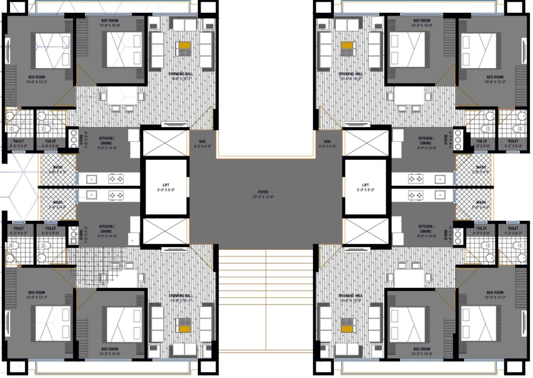  navkar heights Tower ABC Cluster Plan For Typical