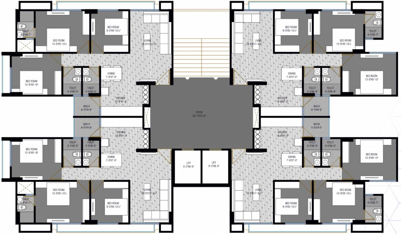  navkar heights Tower FG Cluster Plan For Typical