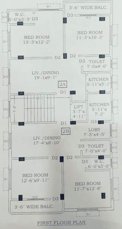  maa tara apartment Maa Tara Apartment Cluster Plan for 1st Floor
