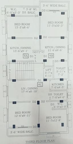  maa-tara-apartment Maa Tara Apartment Cluster Plan for 3rd Floor