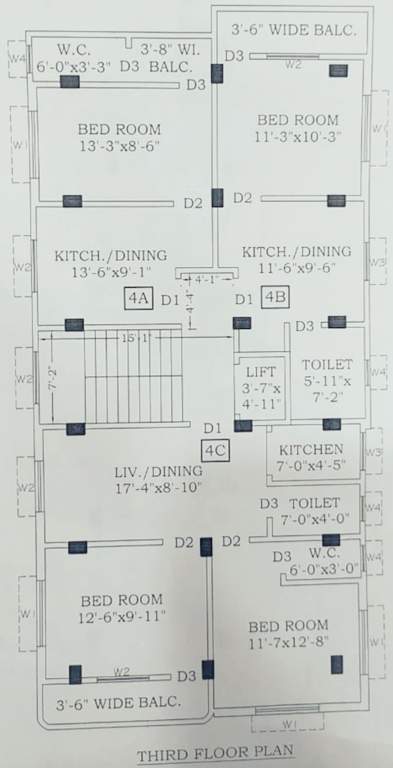  maa tara apartment Maa Tara Apartment Cluster Plan for 3rd Floor