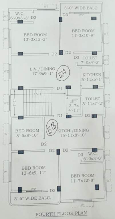  maa tara apartment Maa Tara Apartment Cluster Plan for 4th Floor