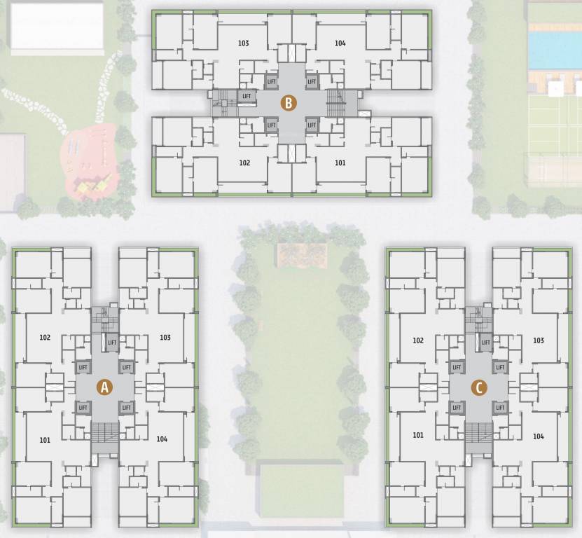  the crown A, B, C Typical Cluster Plan