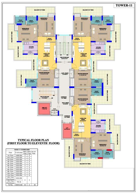  regal heights Cluster Plan from 1st to 11th Floor