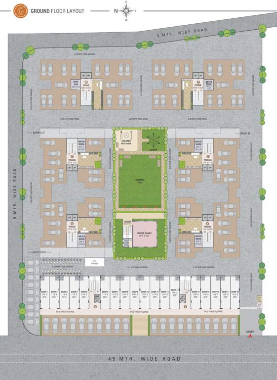  arizona sky Block A, Block B, Block C, Block D, Block E And Block F  Cluster Plan for ground Floor