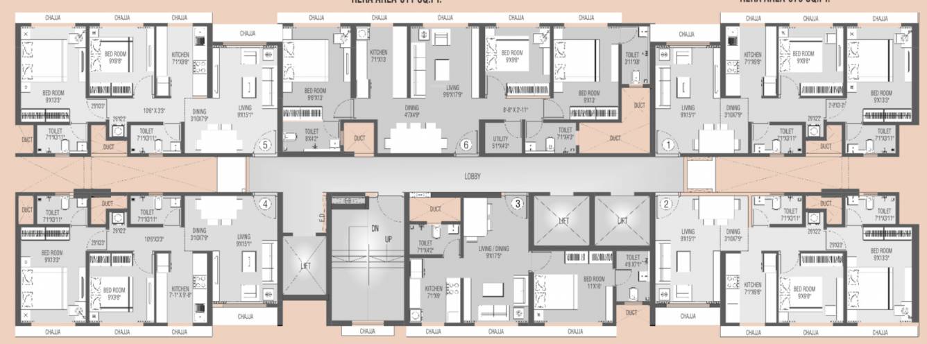  swastik platinum Wing A Cluster Plan from 12th to 20th Floor