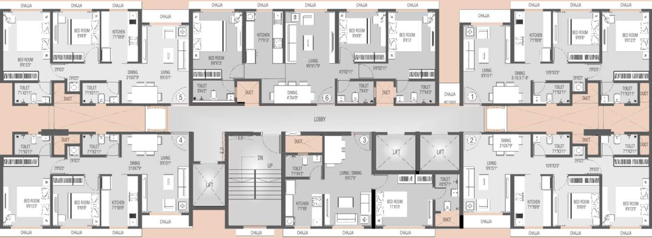  swastik platinum Wing B Cluster Plan from 12th to 20th Floor