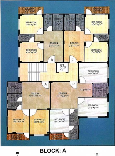  satyam-tower Block A Cluster Plan from 1st to 4th Floor