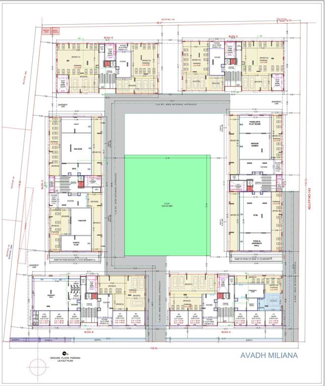 miliana Block A, B, C, D, E & F Cluster Plan For Ground Floor