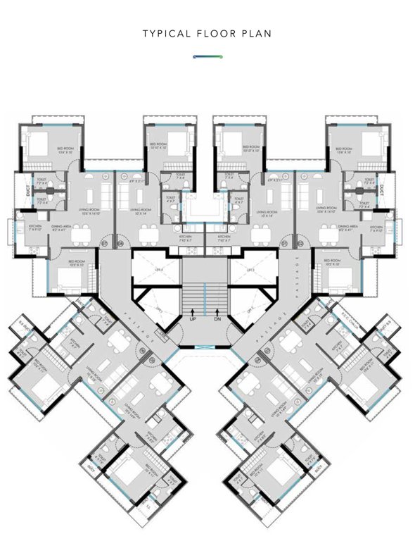  luxor wing b Khandelwal Luxor Wing B Cluster Plan for Typical Floor