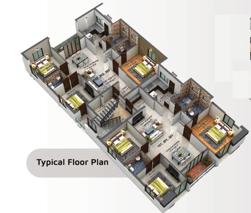  meeras-kavya Meeras Kavya Cluster Plan from 1st to 3rd Floor