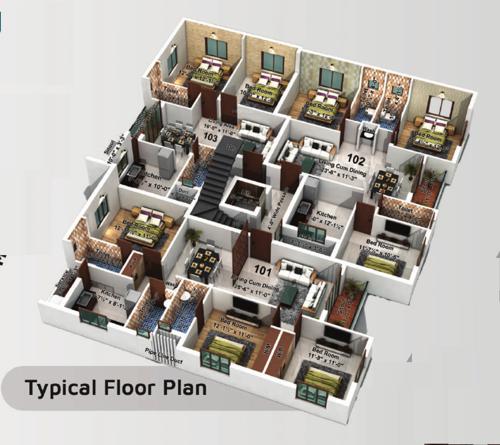 meeras-floral Meeras Floral Cluster Plan from 1st to 3rd Floor
