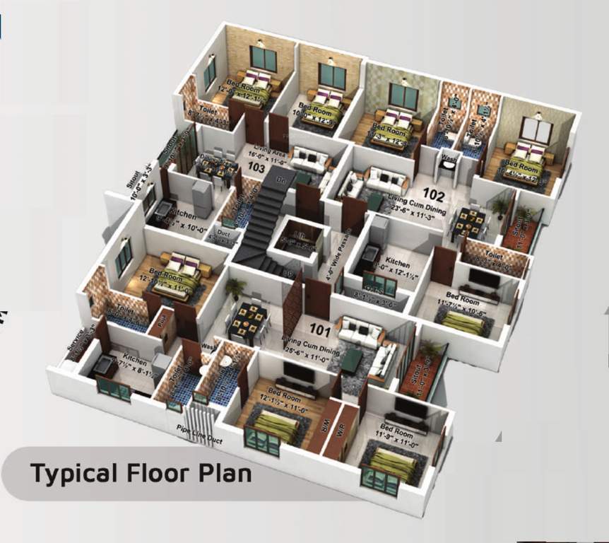  meeras floral Meeras Floral Cluster Plan from 1st to 3rd Floor