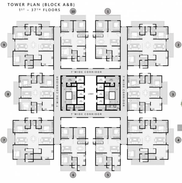  marvel Cluster Plan from 1st to 37th Floor