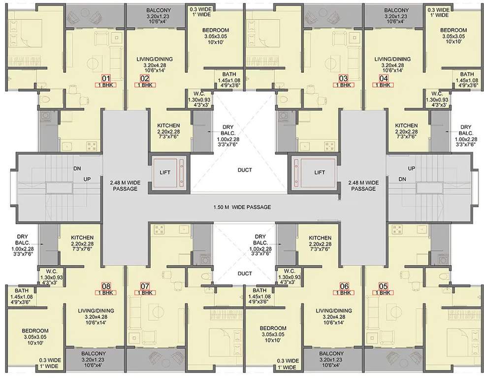  abhimaan homes phase 3 A1 To A3 1st To 14th Floor Cluster Plan Except 8th And 13th Floor