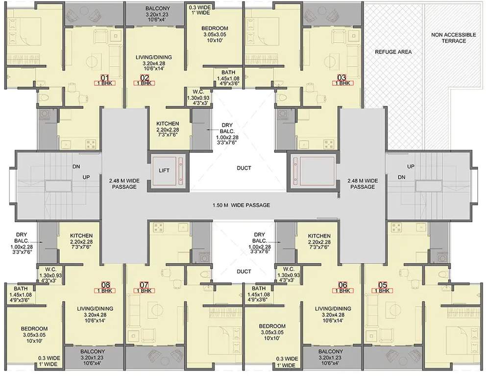  abhimaan homes phase 3 A1 To A3 8th And 13th Floor Cluster Plan