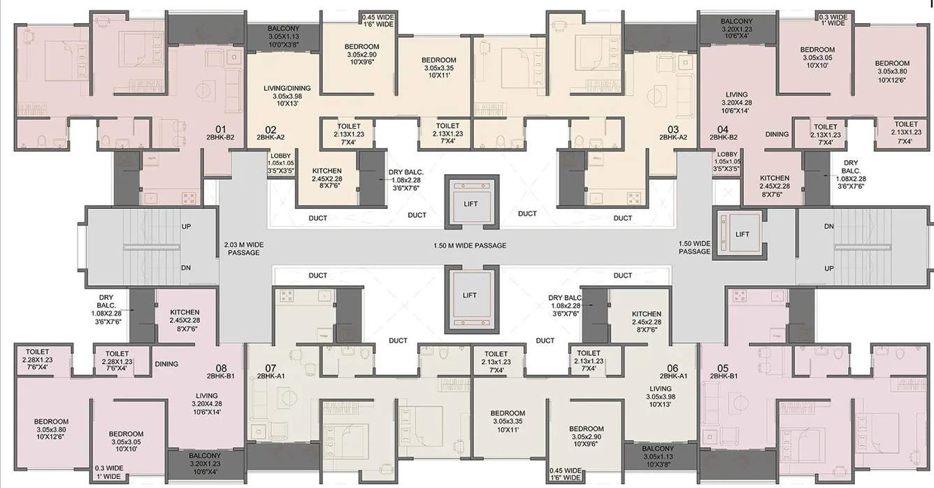  abhimaan homes phase 3 B1 1st To 14th Floor Cluster Plan