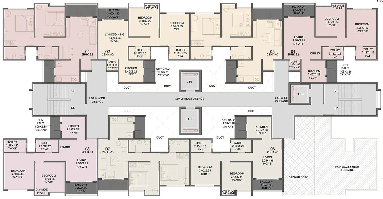  abhimaan homes phase 3 B1 8th And 13th Floor Cluster Plan