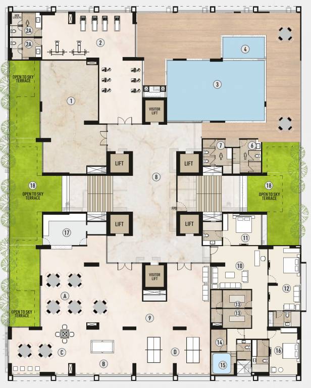  104 Times 104 Cluster Plan For 1st Floor