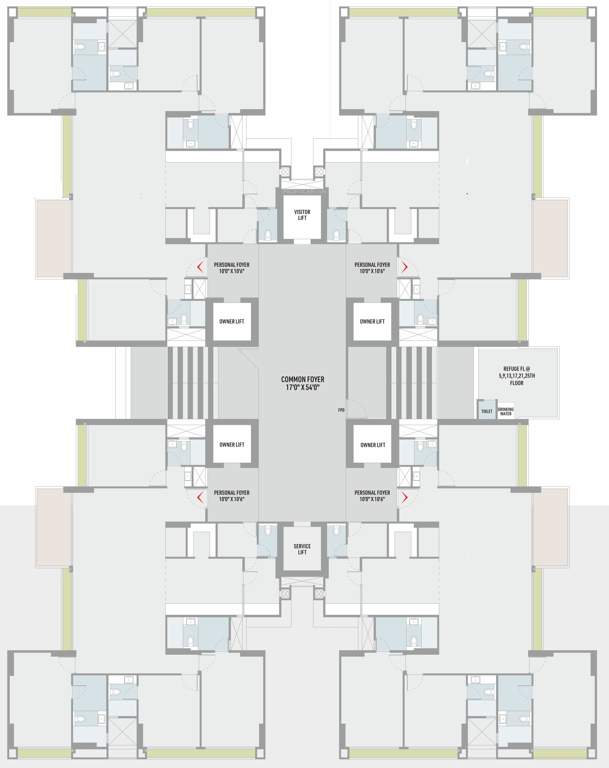  104 Times 104 Cluster Plan From 19th To 27th Floor