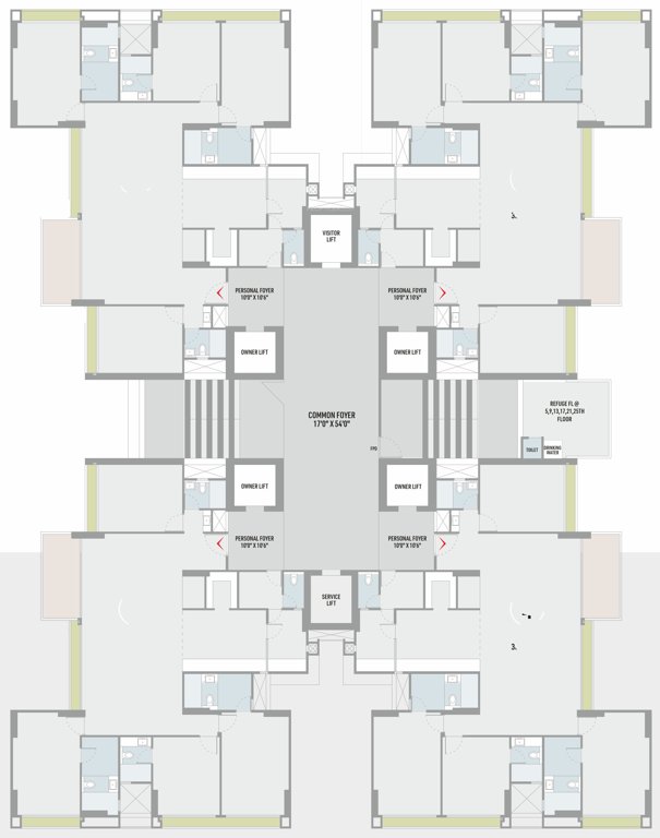  104 Times 104 Cluster Plan From 3rd To 17th Floor