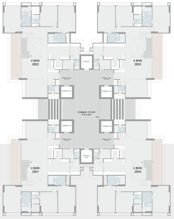  104 Times 104 Penthouse Cluster Plan For 28th Floor