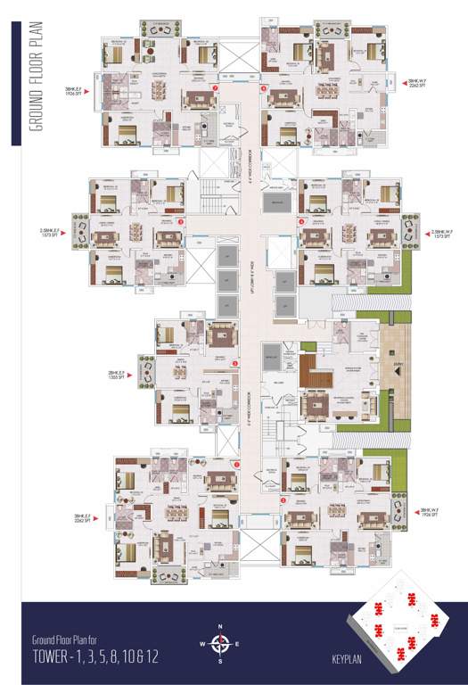  sayuk Tower  1, 3, 5, 8 ,10 And 12 Ground floor Cluster Plan