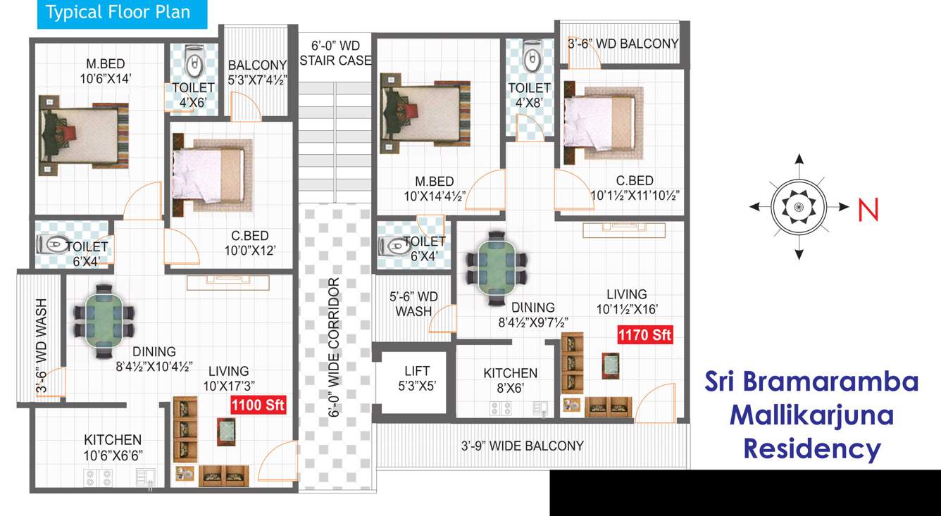  bramaramba mallikarjuna residency Bramaramba Mallikarjuna Residency Cluster Plan For Typical Floor