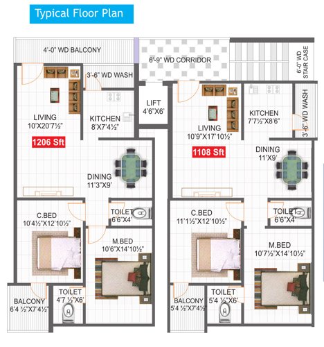  bramaramba-mallikarjuna-residency Sathwikas Enclave Cluster Plan For Typical Floor