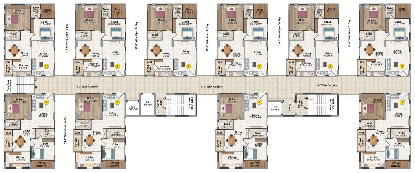  palazzo Block   A Cluster Plan For 1st Floor