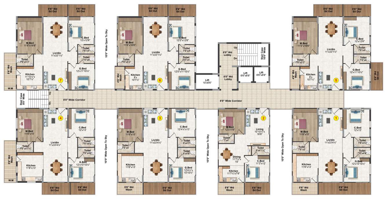  palazzo Block   B Typical Cluster Plan