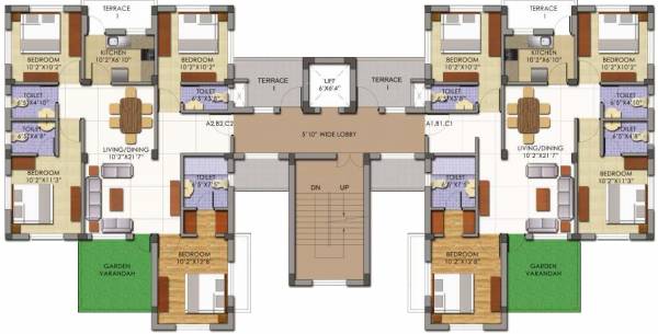  essence Block - 3, 4 First Floor Cluster Plan