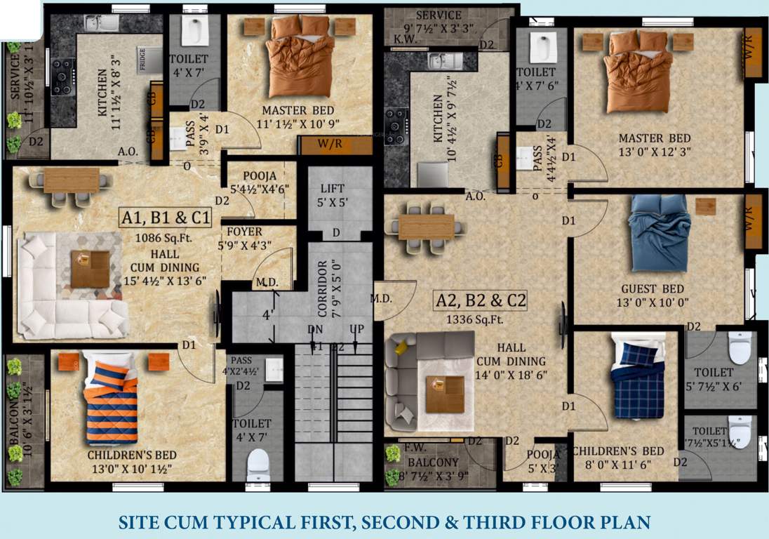  sabari Sabari Cluster Plan from 1st to 3rd Floor