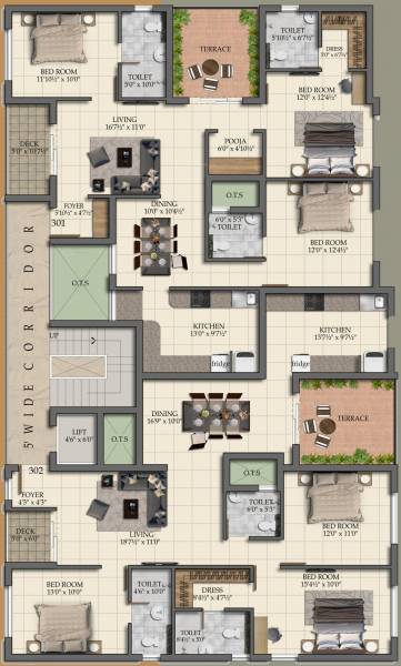  mithra Block - A Cluster Plan For 3rd Floor
