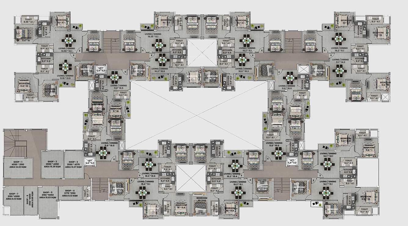  tolly veda Tower A,B,C,D Cluster Plan for 1st Floor