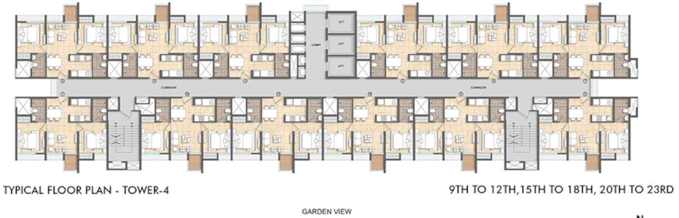  crown kolshet tower 4 Crown Kolshet Tower 4 Cluster Plan from 9th to 12th, 15th to 18th, 20th to 23th Floor