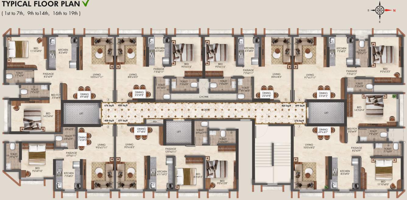  shivneri chs adityaraj gateway Adityaraj Gateway Cluster Plan For Typical Floor Plan