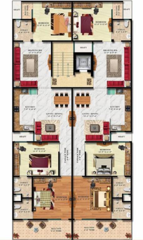  homes Cluster Plan For Typical Floor