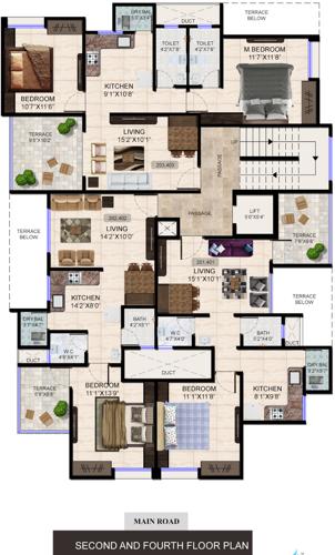  vijayalakshmy-residency Vijayalakshmy Residency Cluster Plan from 2nd And 4th Floor