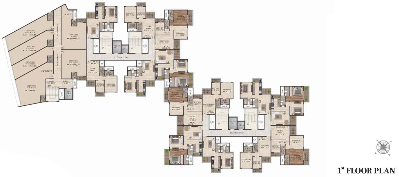 regency Wing A And Wing B Cluster Plan for 1st Floor