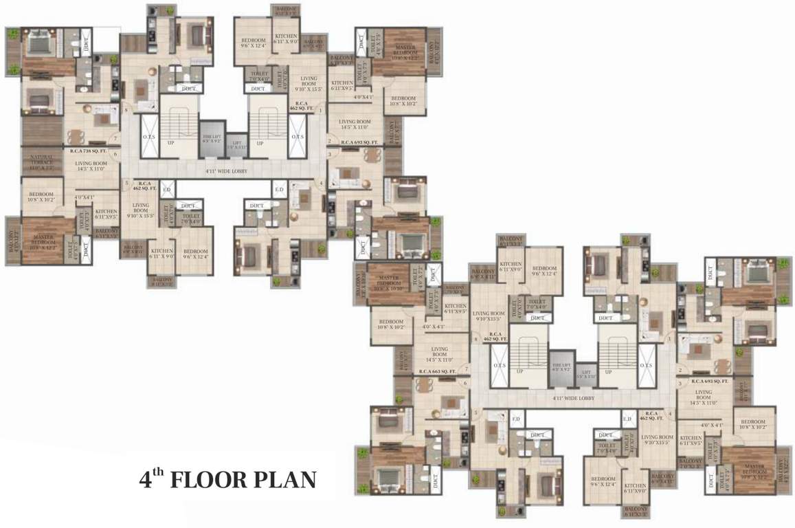 regency Wing A And Wing B Cluster Plan for 4th Floor