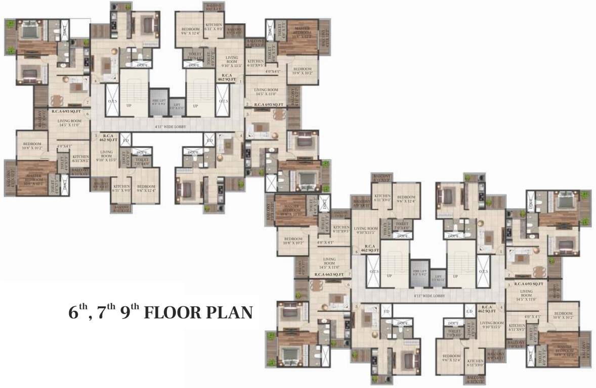 regency Wing A And Wing B Cluster Plan from 6th, 7th And 9th Floor
