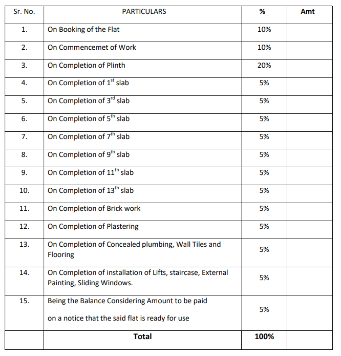 parksyde Construction Linked Payment (CLP) Payment Plan