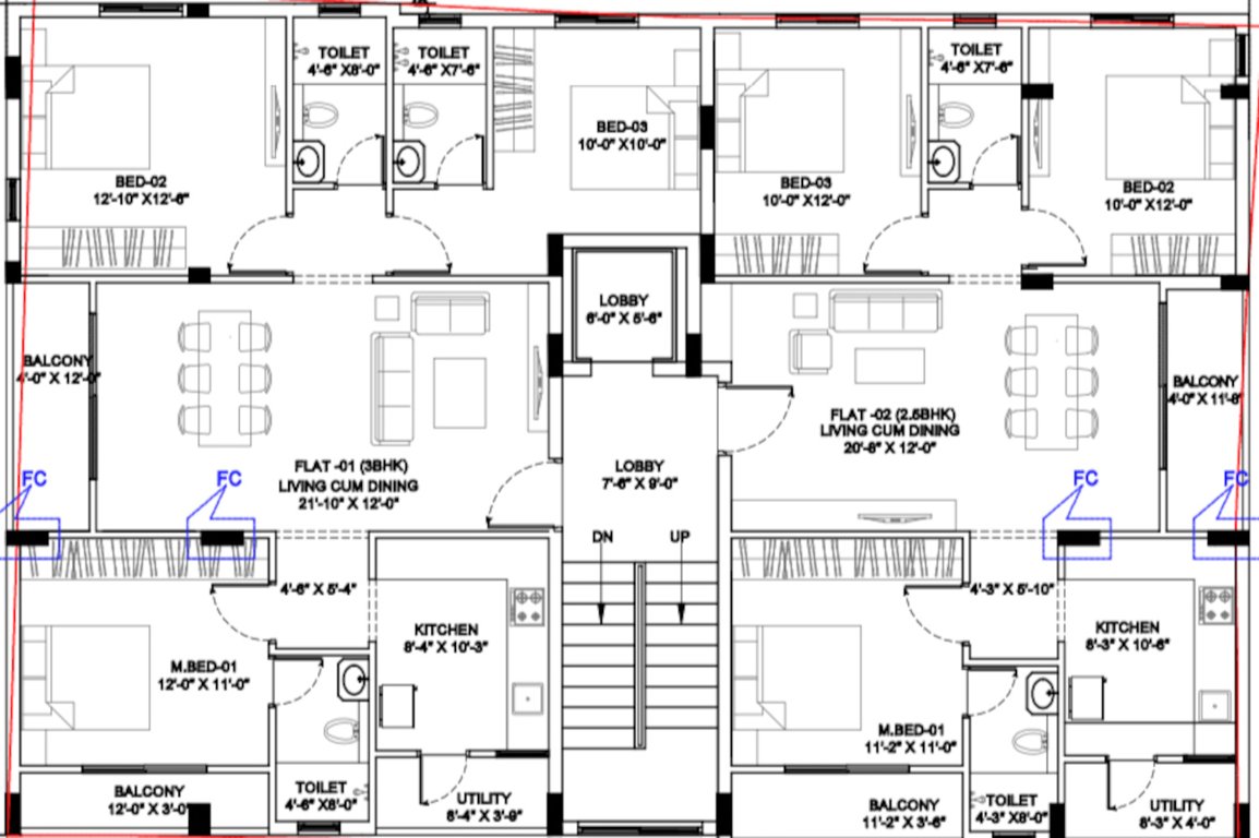  nandika Nandika Cluster Plan For Typical Floor