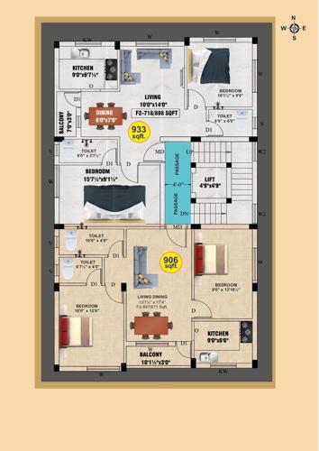  apartments-kolathur Apartments Kolathur Cluster Plan from 1st to 3rd Floor